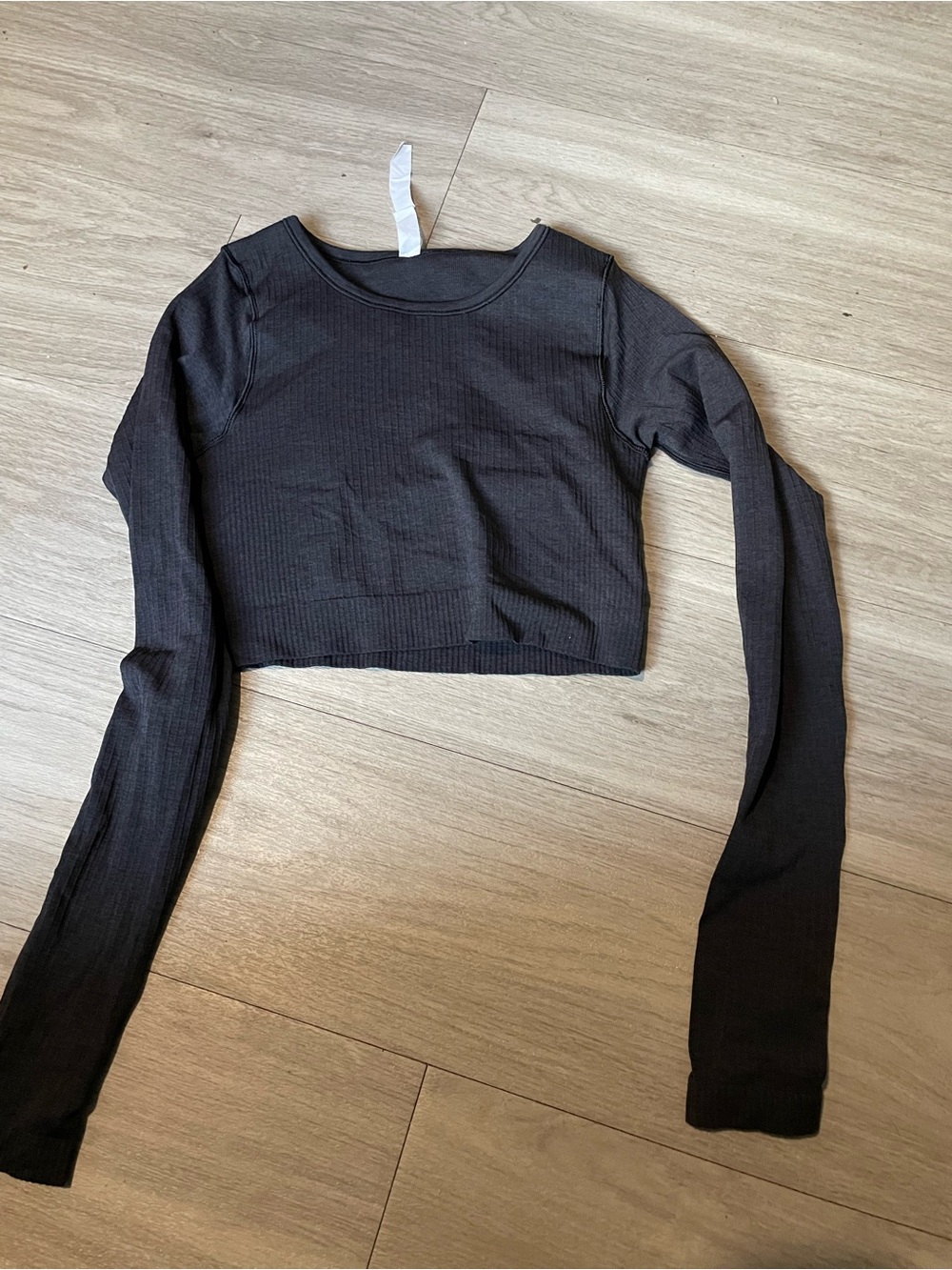 lululemon athletica Black Ribbed Long Sleeve Crop Top